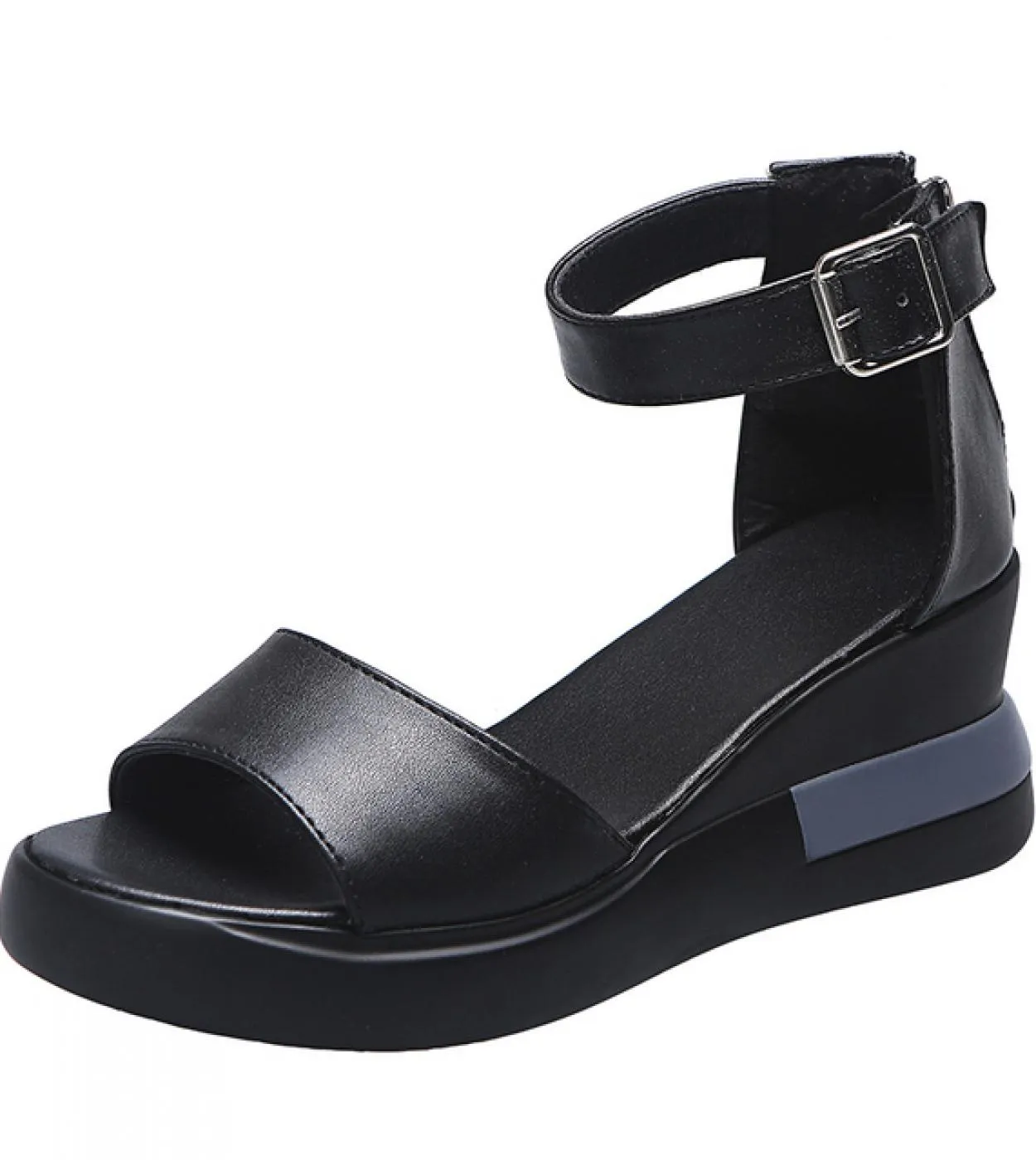 2022 Scarpe estive Donna Zeppe Sandali con tacco Sandali casual da giovane donna Punta aperta Scarpe bianche nere Tacco a zeppa