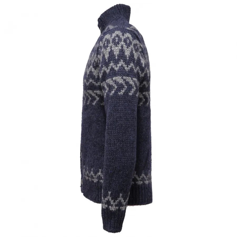 3608AB cardigan uomo TOUCH BACK blue/grey mix wool sweater man