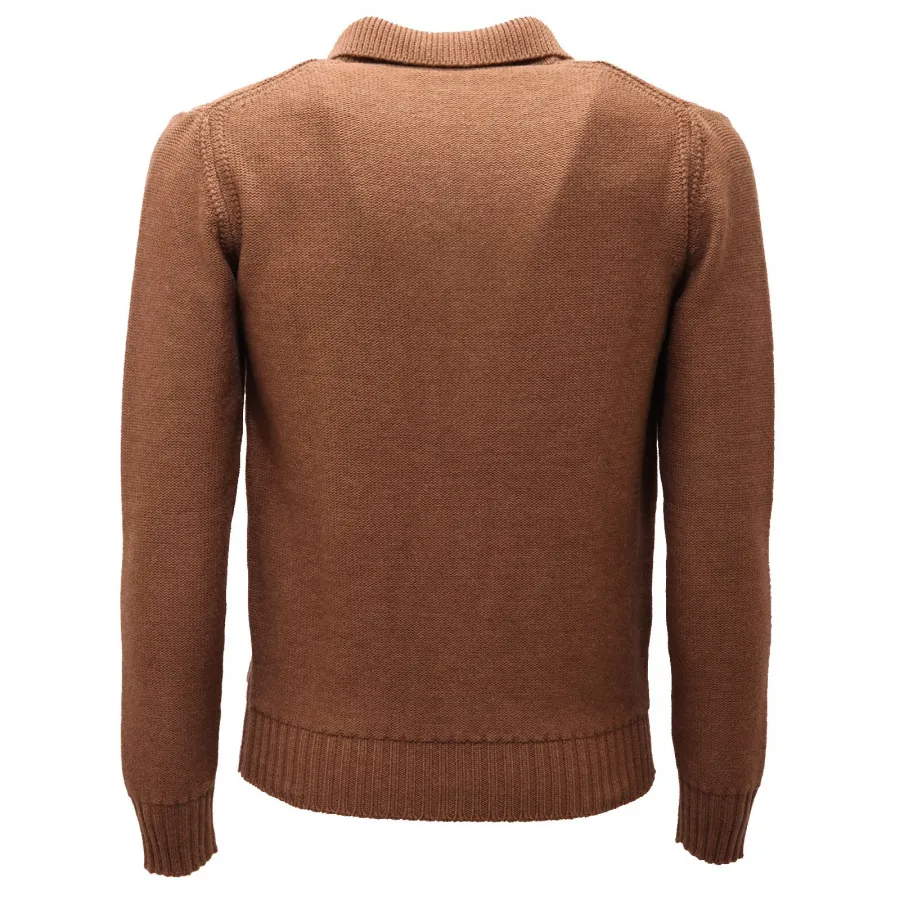 5879AF cardigan uomo ALPHA STUDIO light brown wool sweater man