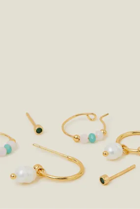 Accessorize - Orecchini placcati 14ct 3 Confezione