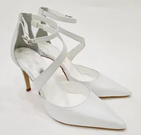 Andrea Pinto scarpa cinturin alla caviglia tacco alto 9 cm pelle bianco Perla art.700  N.B.:ORDINABILE IN QUALSIASI VARIANTE DI 