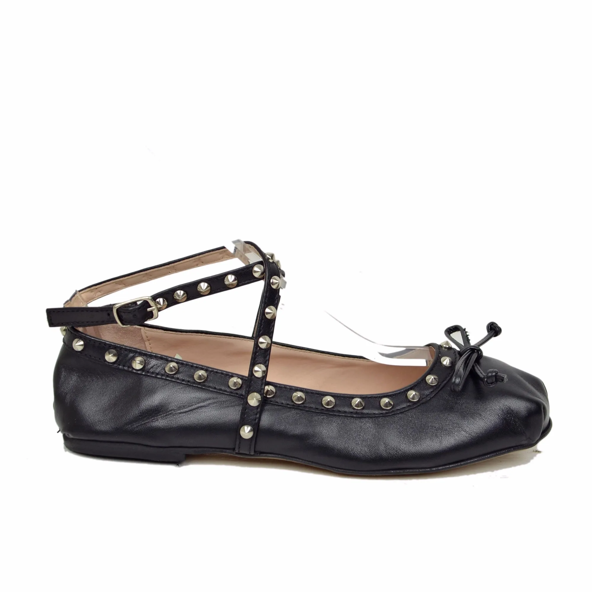 Ballerine DIVINE FOLLIE Donna Nere Punta Squadrata con Borchie Made in Italy