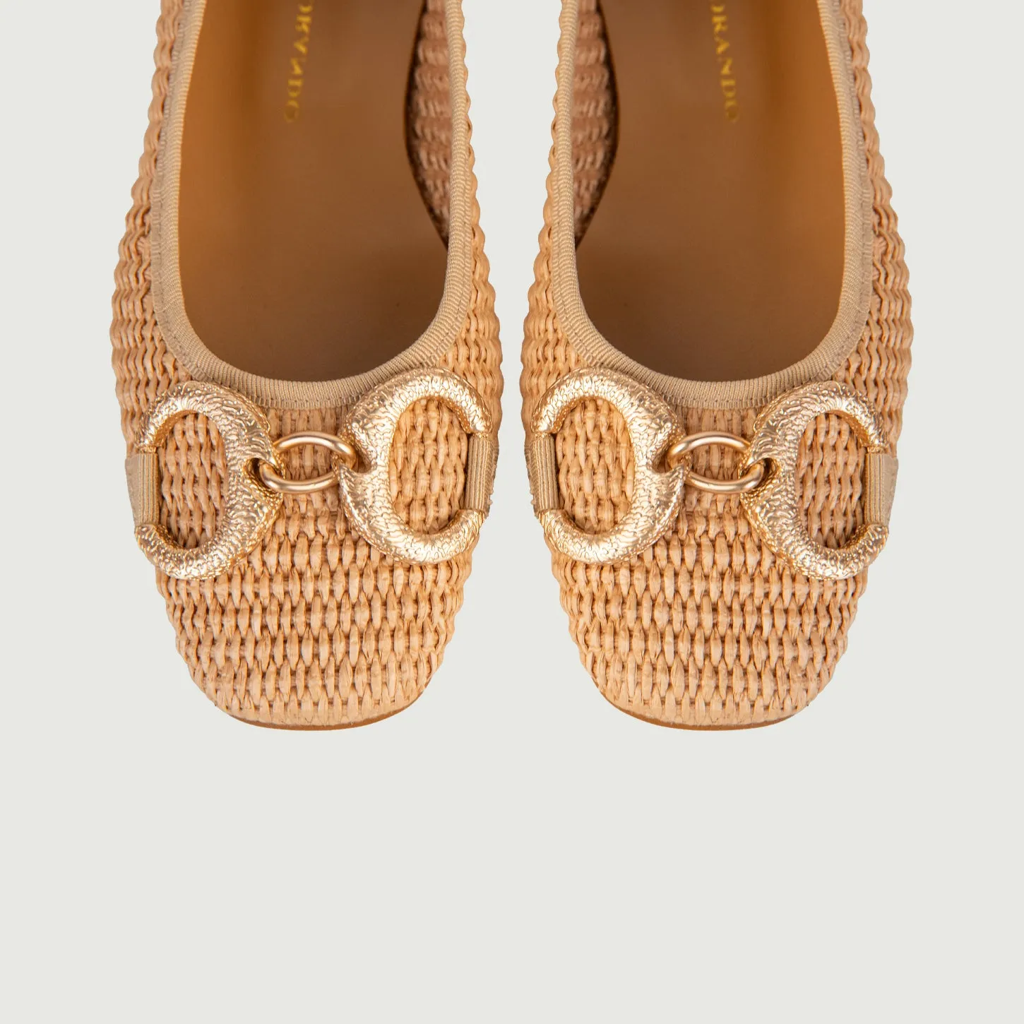 BALLERINE IN RAFIA NATURALE CON DETTAGLIO IN METALLO