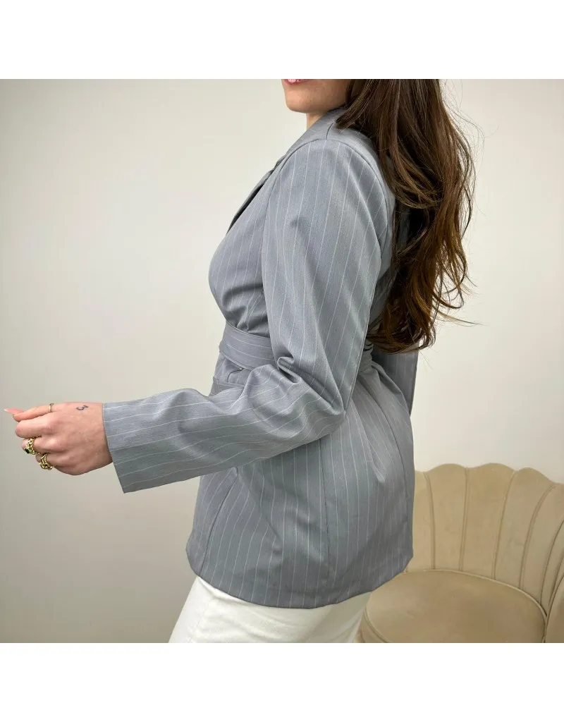 BLAZER CON CINTURA GRIGIO