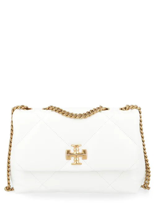 Borsa a spalla piccola Tory Burch Kira in pelle bianca