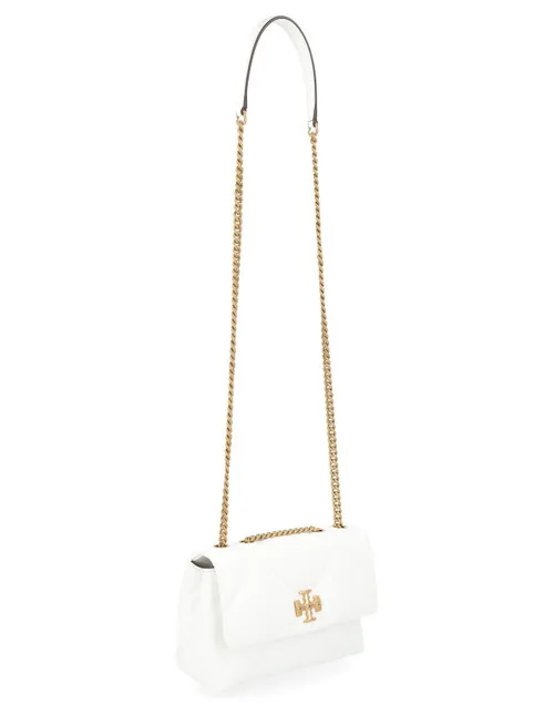 Borsa a spalla piccola Tory Burch Kira in pelle bianca