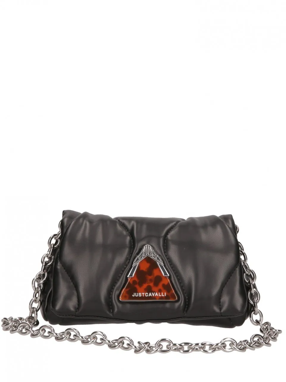 Borsa a spalla piccola trapuntata con logo Black