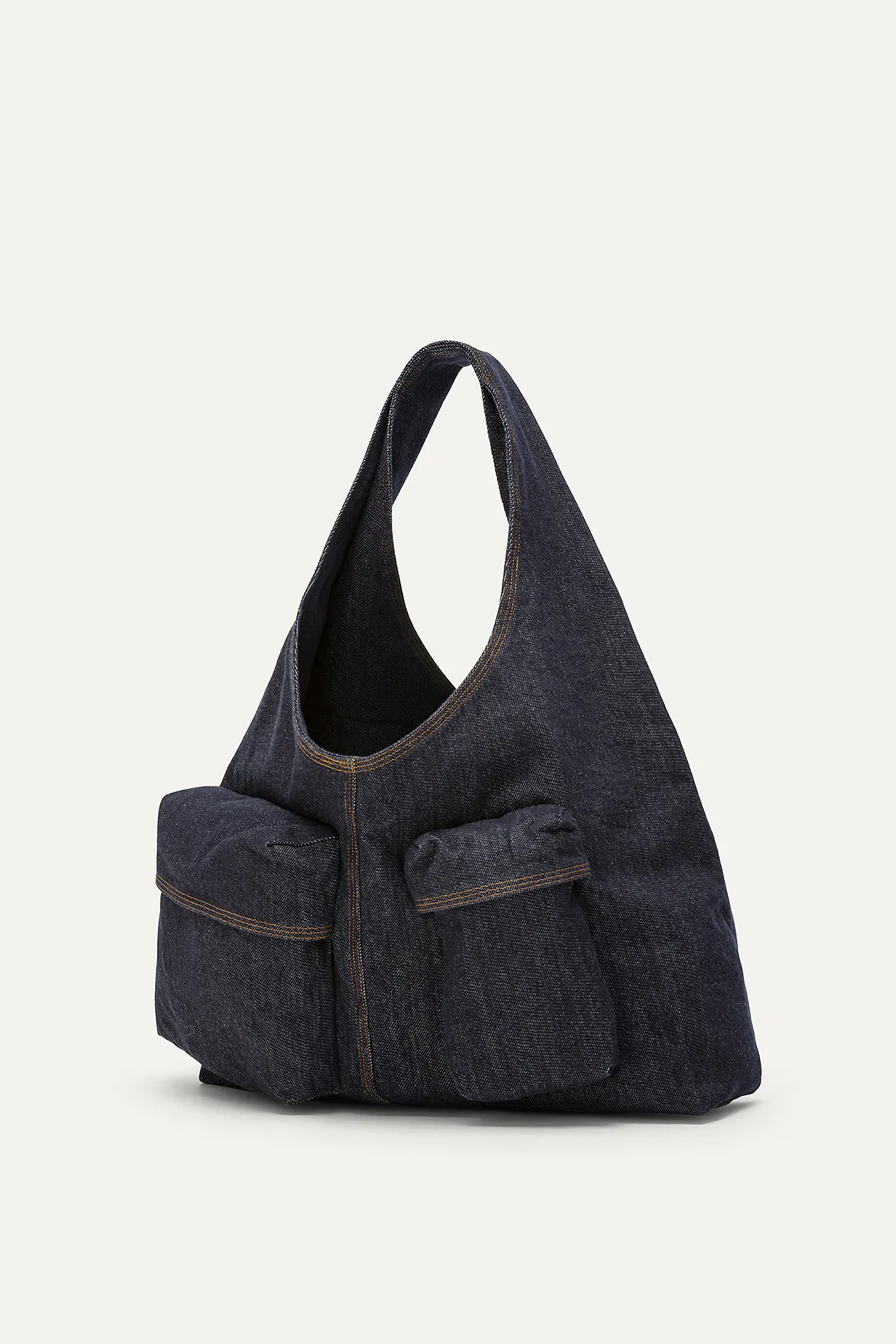 BORSA CON TASCHE IN DENIM LAVATO 3085 - BLU SCURO