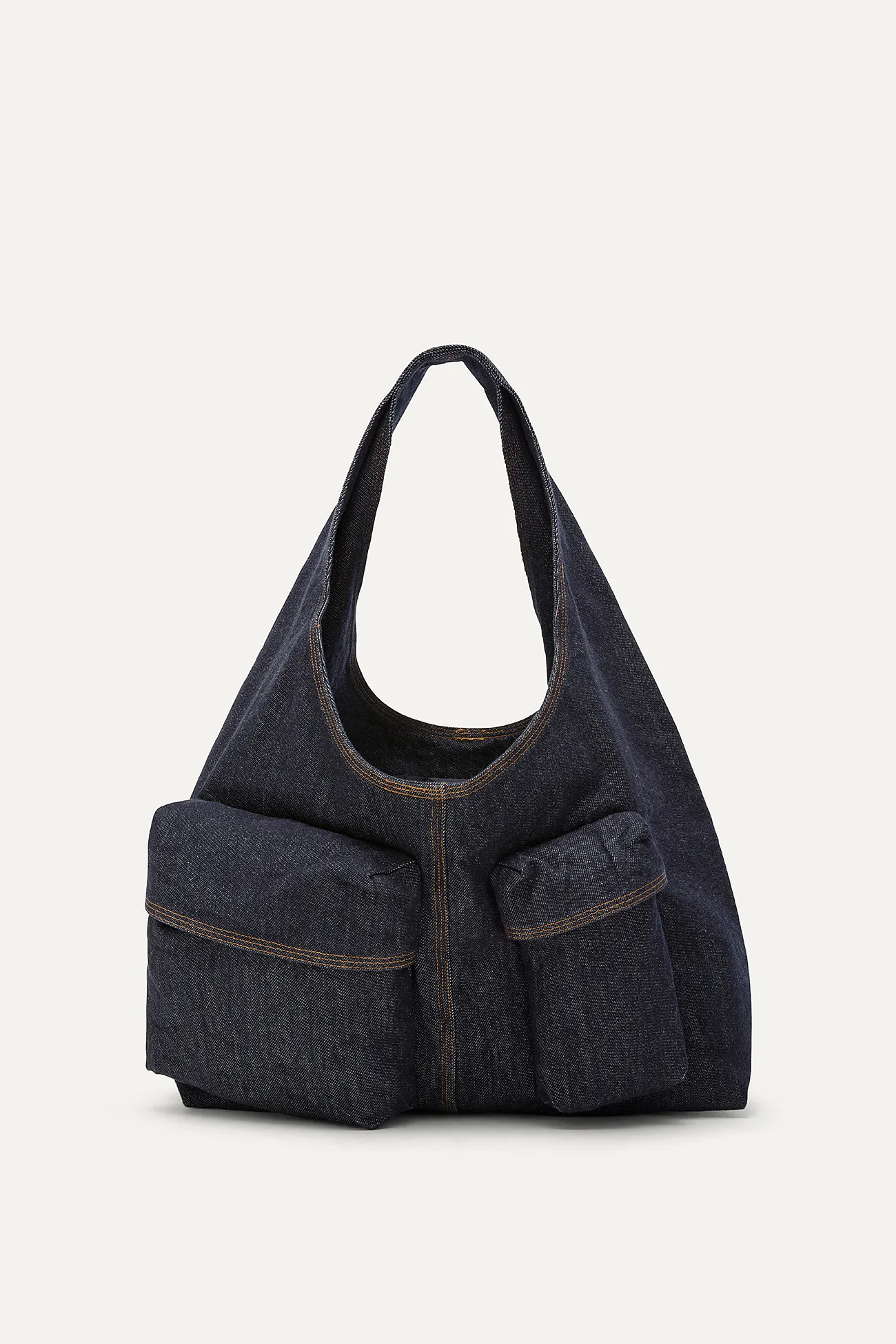 BORSA CON TASCHE IN DENIM LAVATO 3085 - BLU SCURO