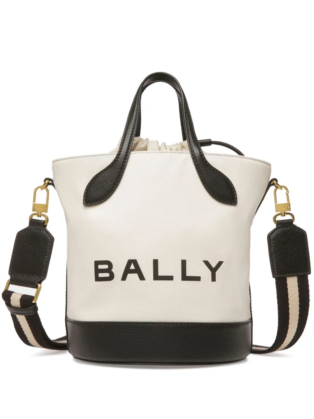 Borsa tote con logo in beige e nero - donna