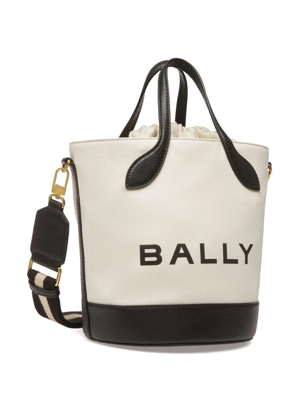Borsa tote con logo in beige e nero - donna
