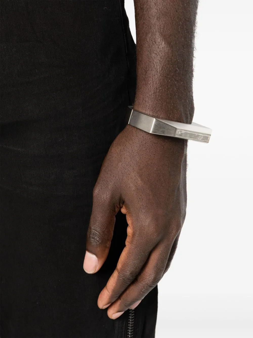 Bracciale rigido con cristalli in argento - uomo