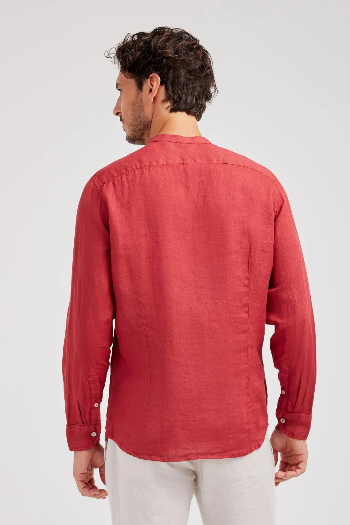 CAMICIA COLLO COREANO LINO GERANIO