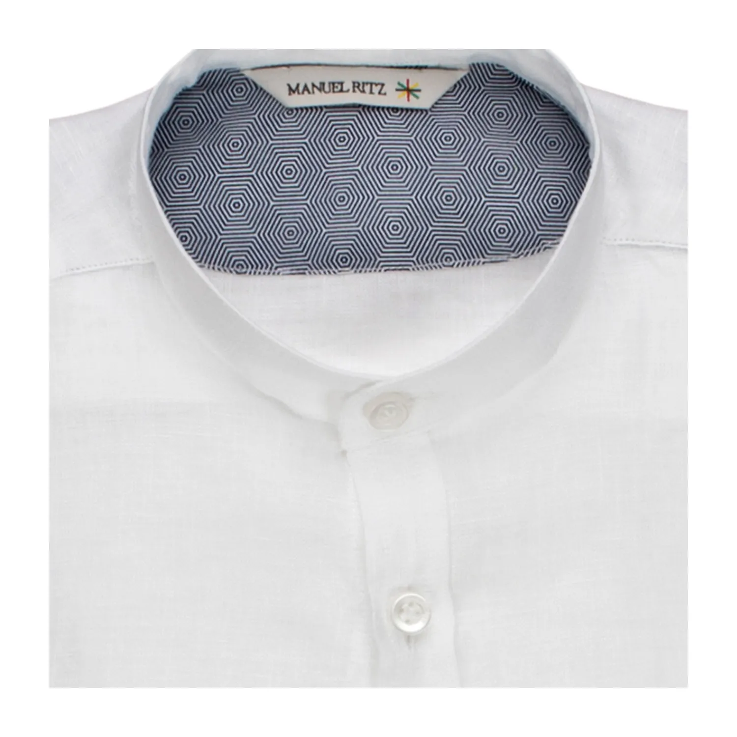 Camicia Coreana In Lino Bianco Bambino Teen