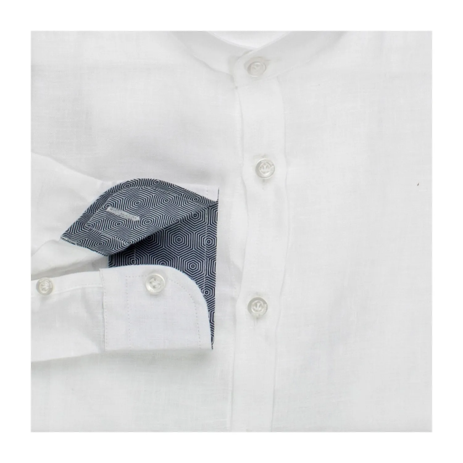 Camicia Coreana In Lino Bianco Bambino Teen