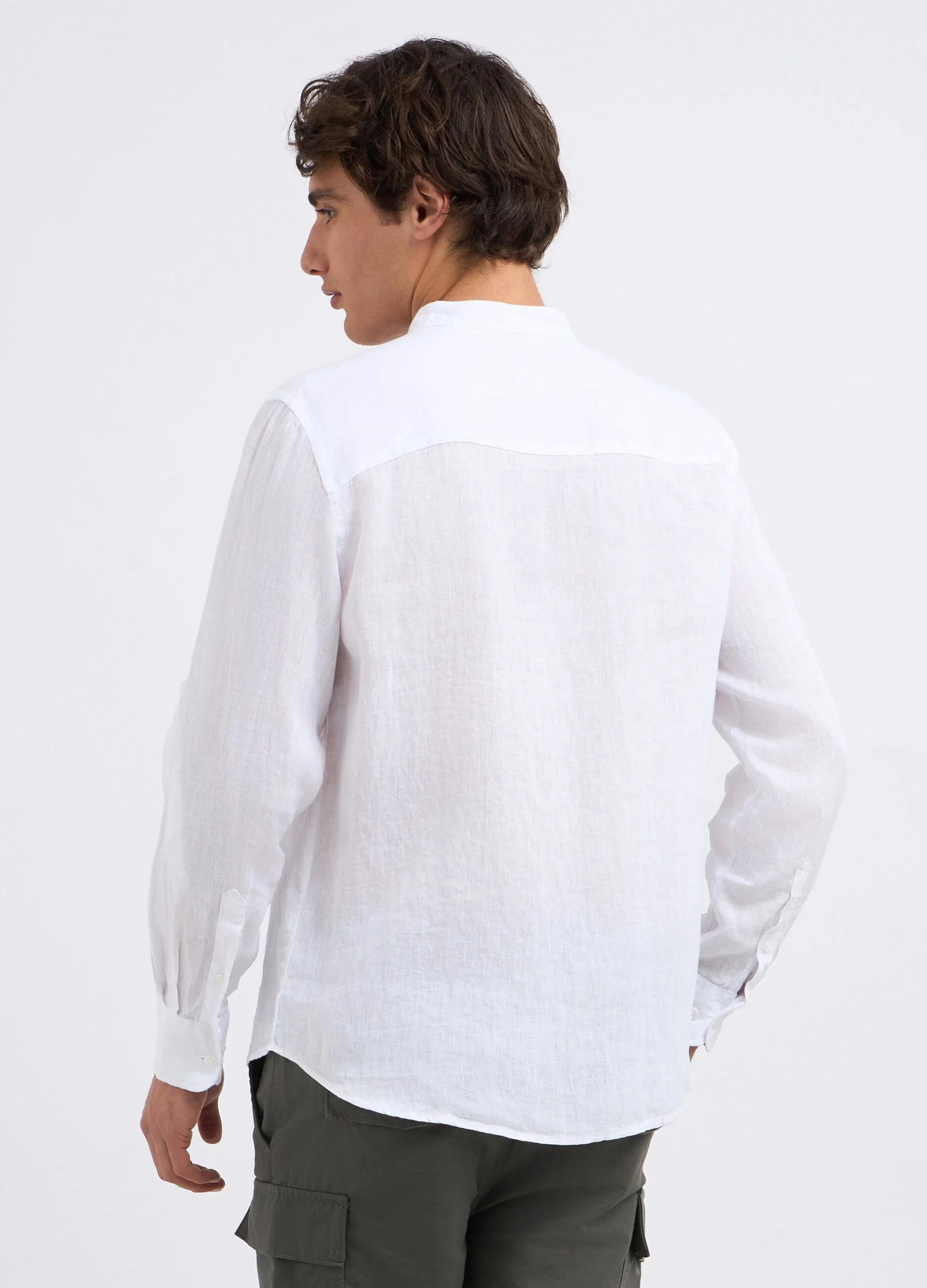 Camicia coreana in puro lino uomo