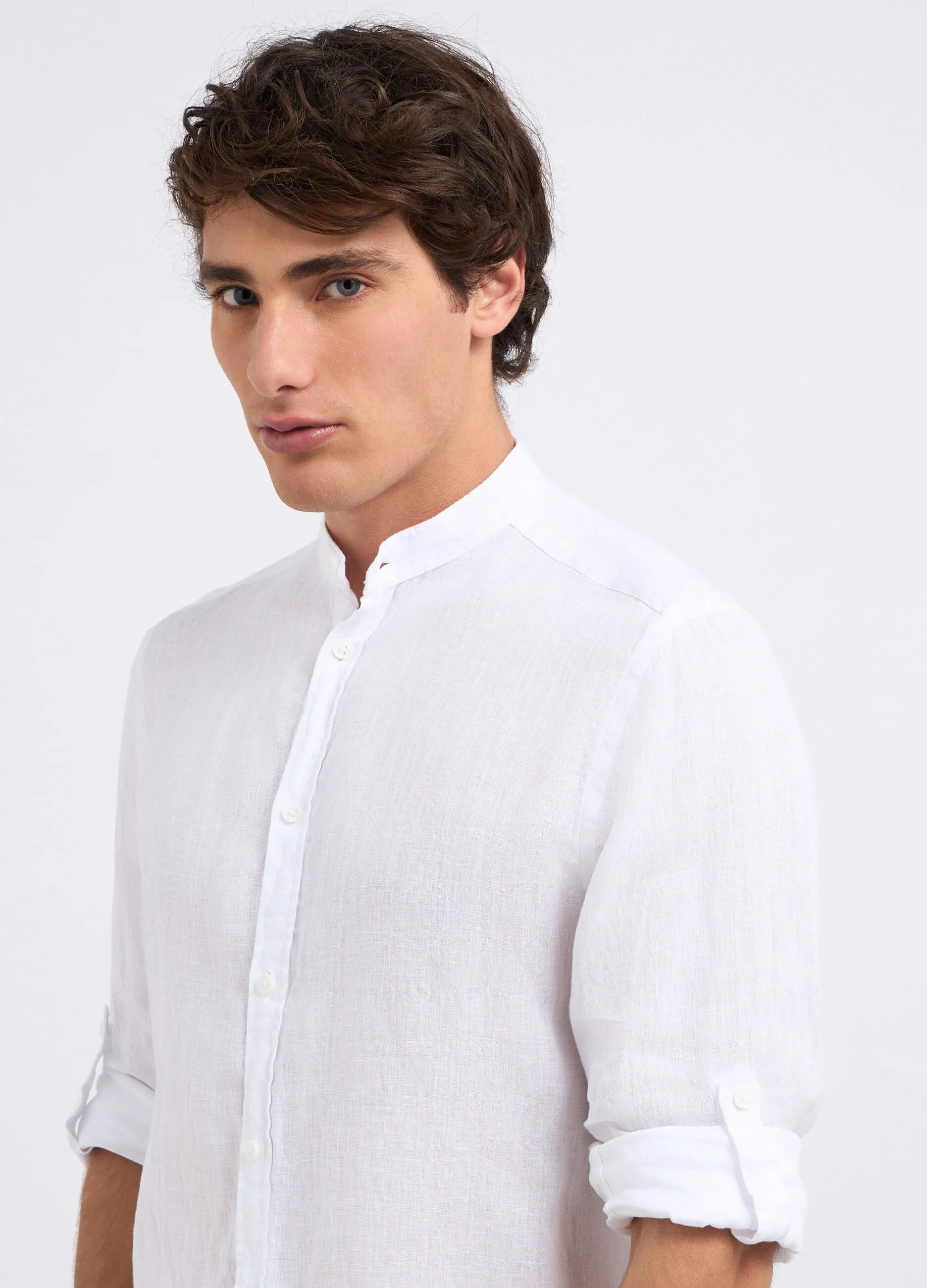 Camicia coreana in puro lino uomo