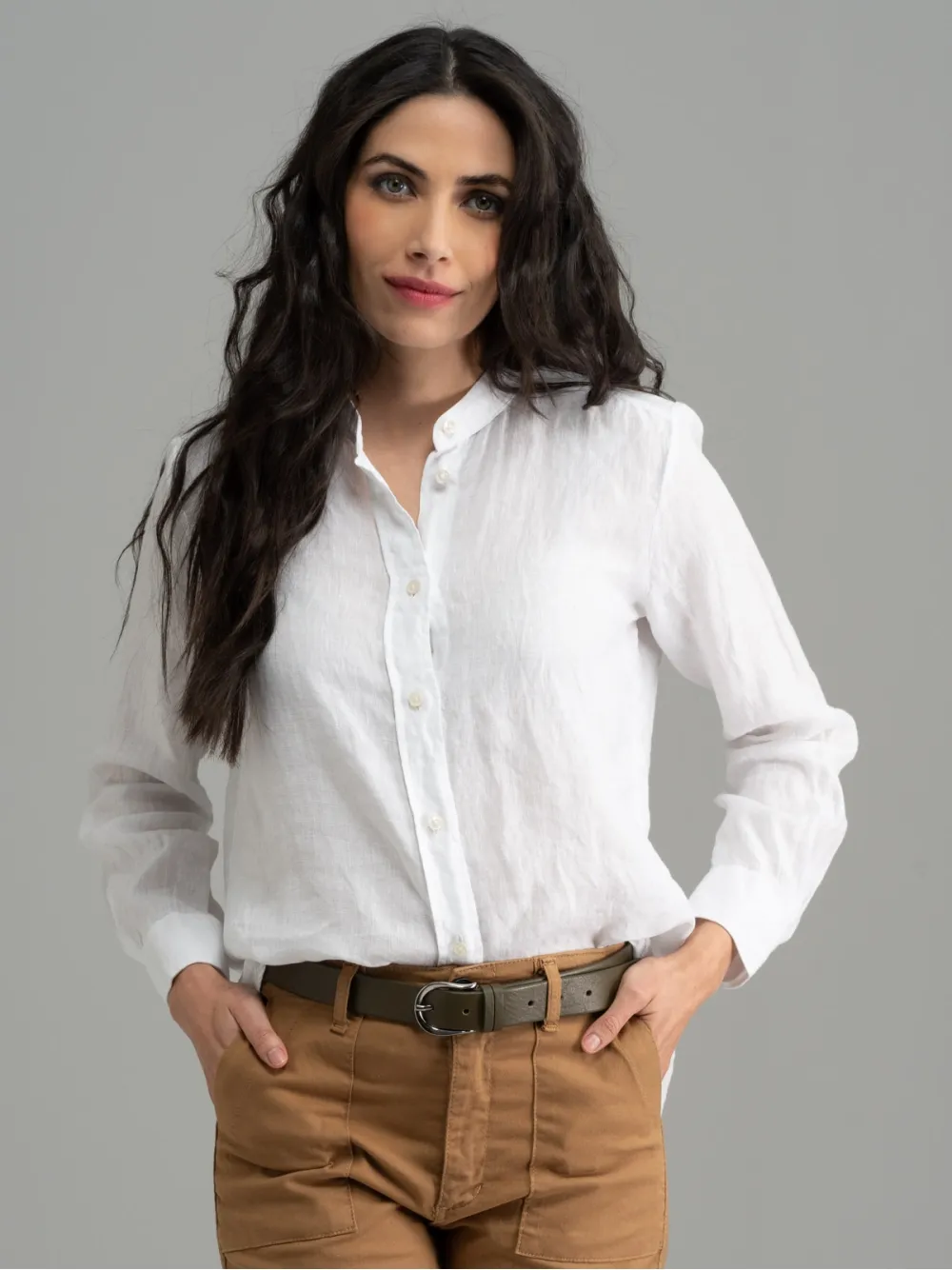 Camicia donna in lino tinto capo