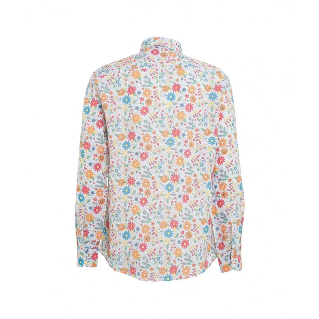 Camicia in lino con stampa floreale multicolore