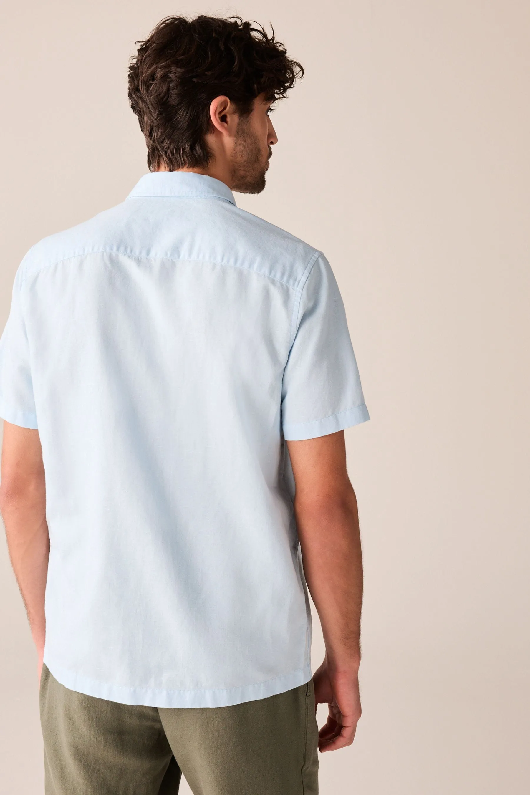 Camicia in misto lino a maniche corte