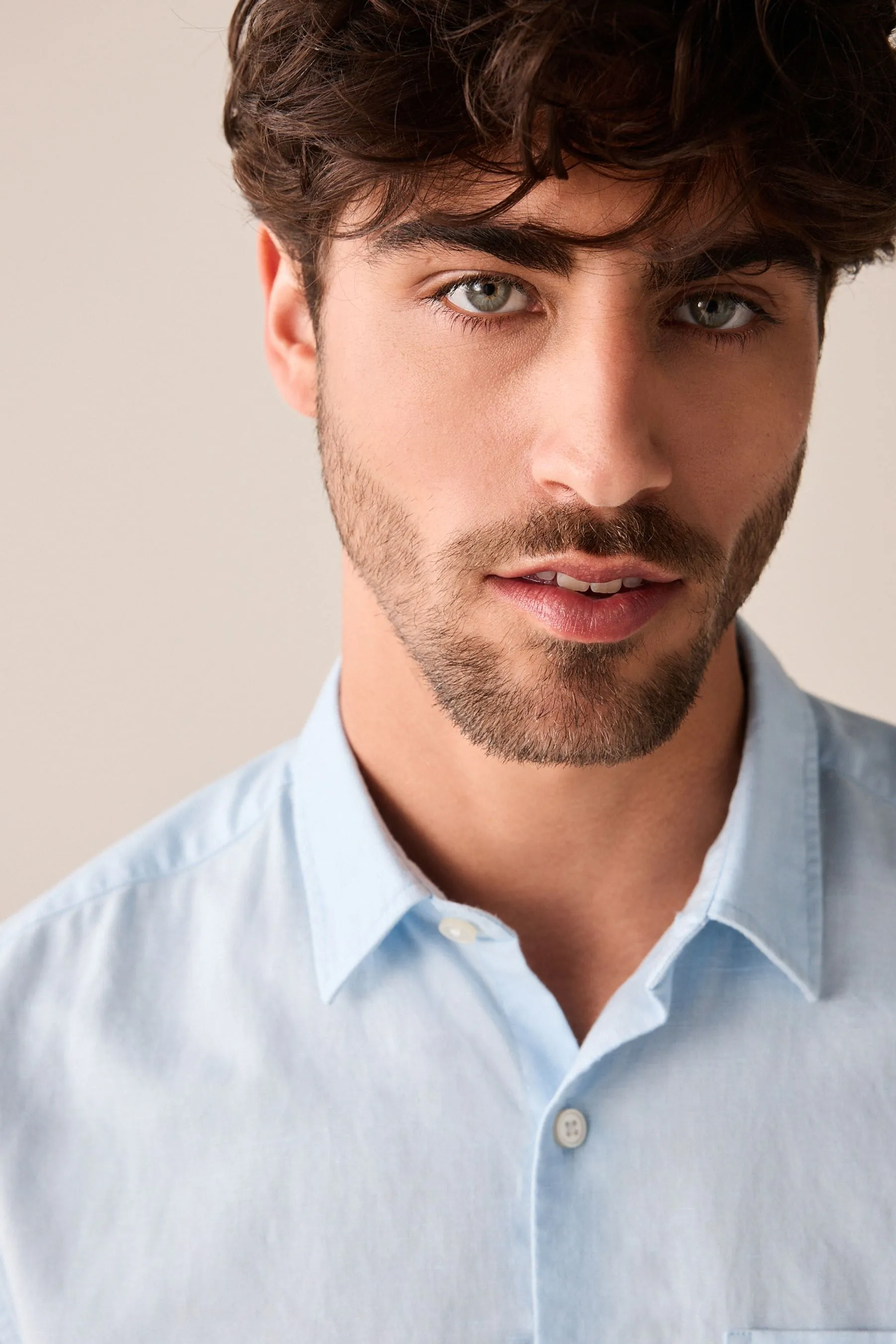 Camicia in misto lino a maniche corte