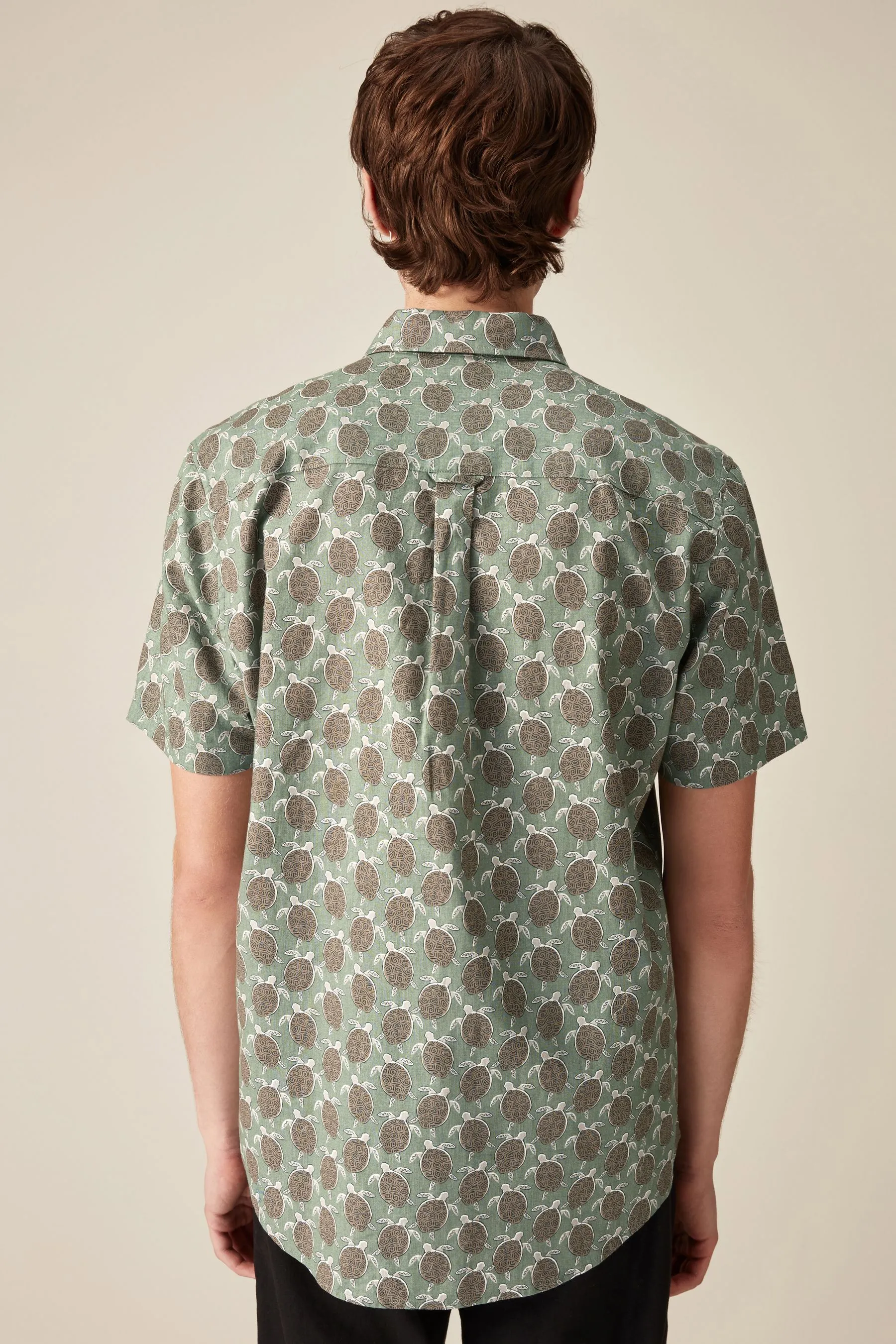 Camicia in misto lino con Manica corta stampata