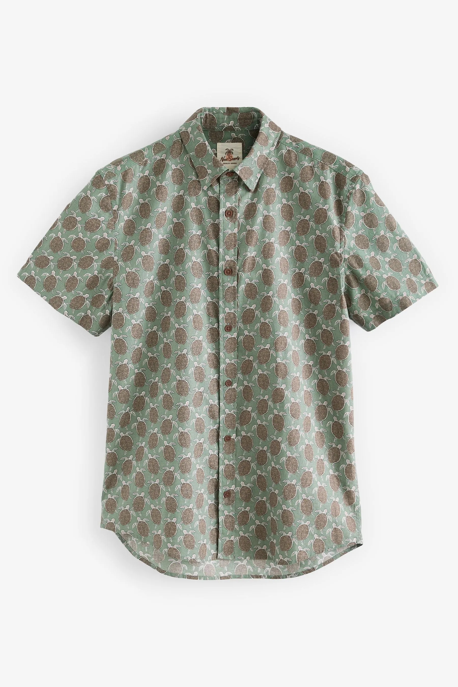 Camicia in misto lino con Manica corta stampata
