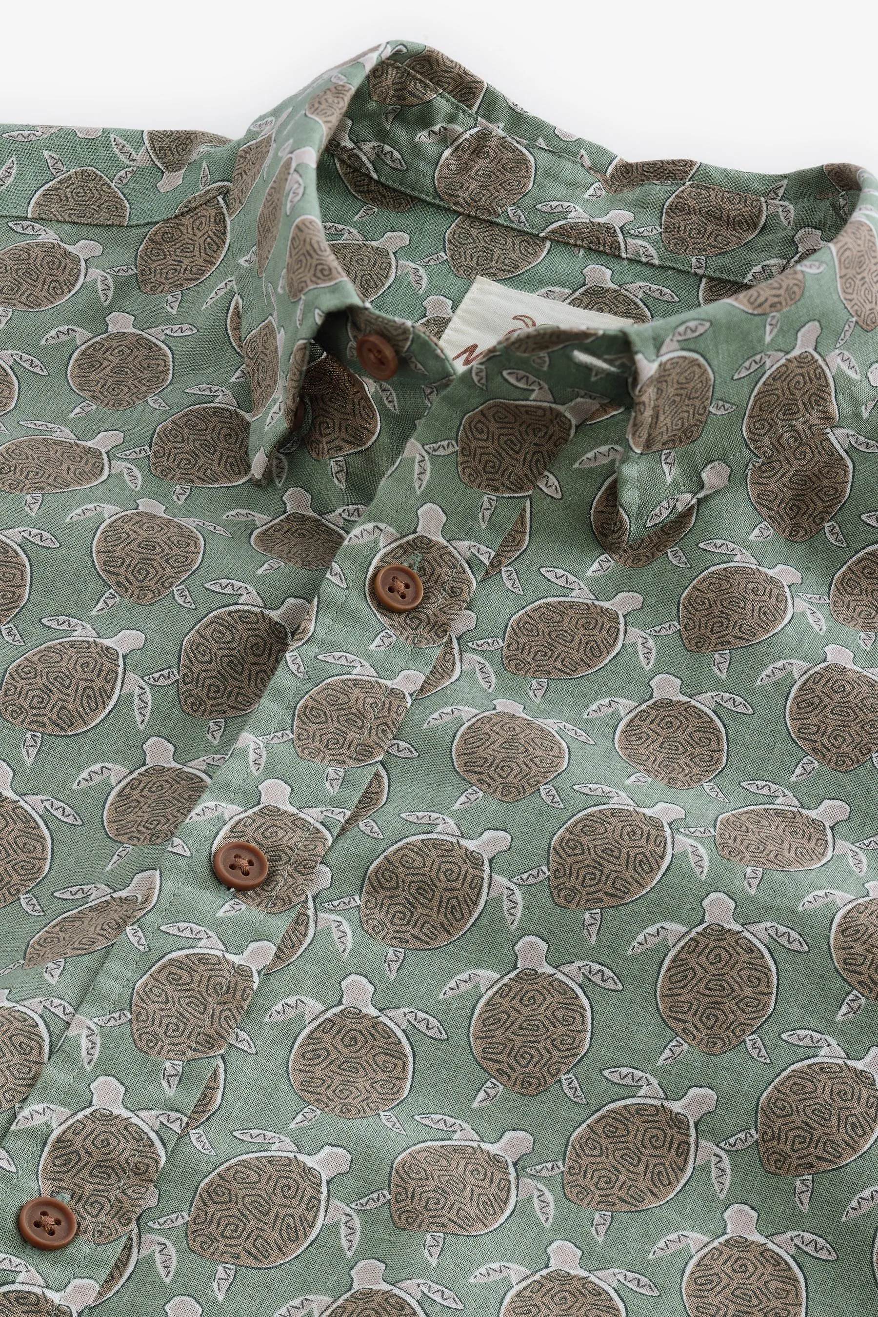 Camicia in misto lino con Manica corta stampata