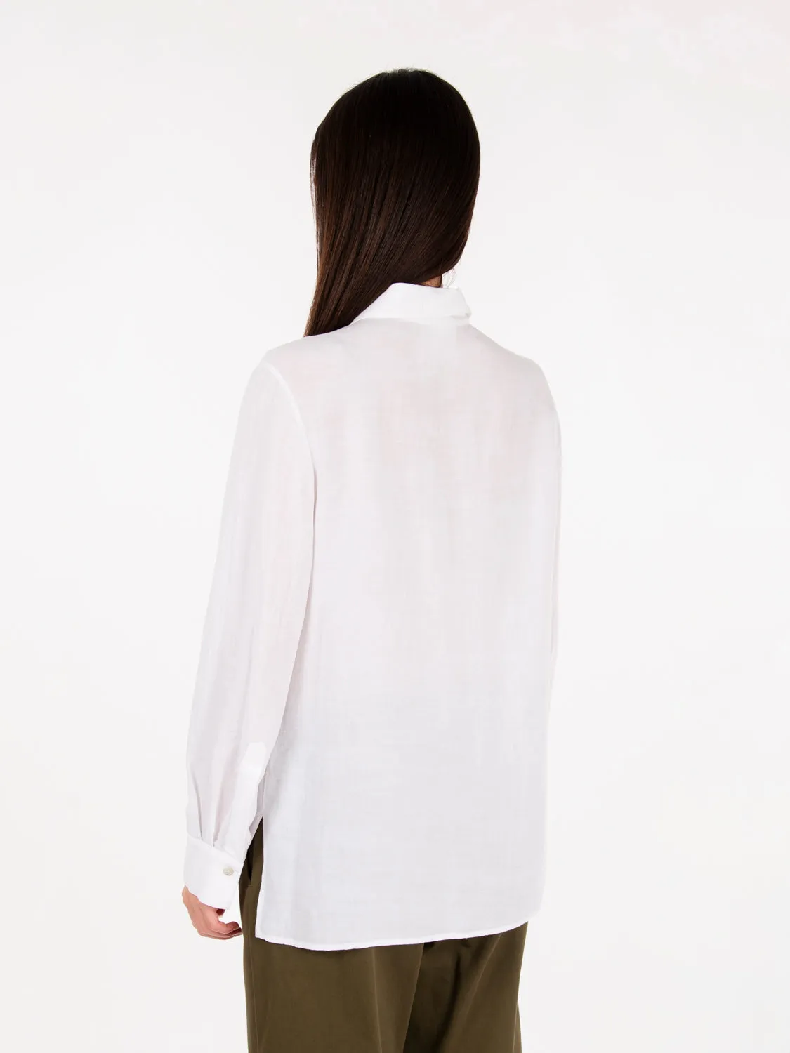 Camicia in viscosa e lino bianca