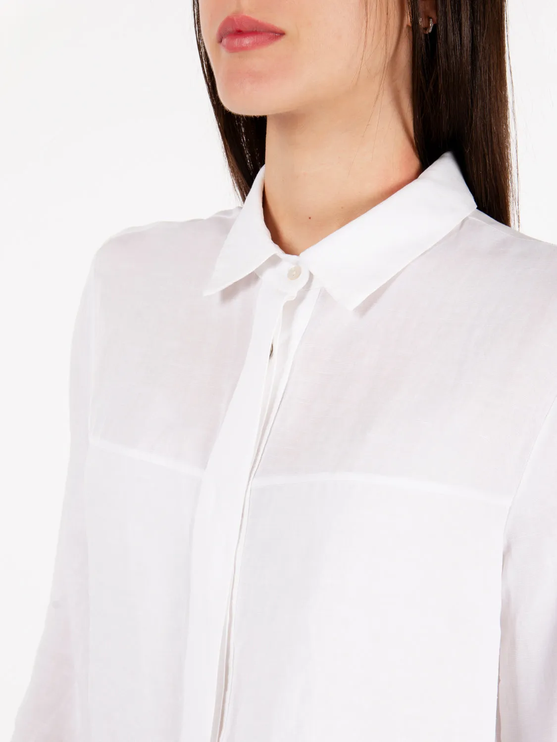 Camicia in viscosa e lino bianca