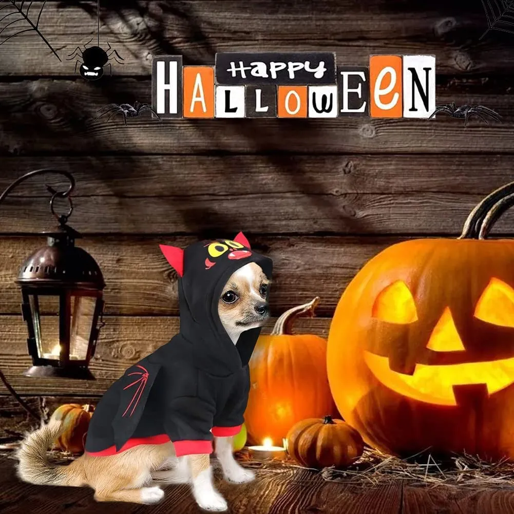 Cane Costume di Halloween,costumi per animali domestici con pipistrello di halloween Felpa,per cani di taglia piccola e media Cu