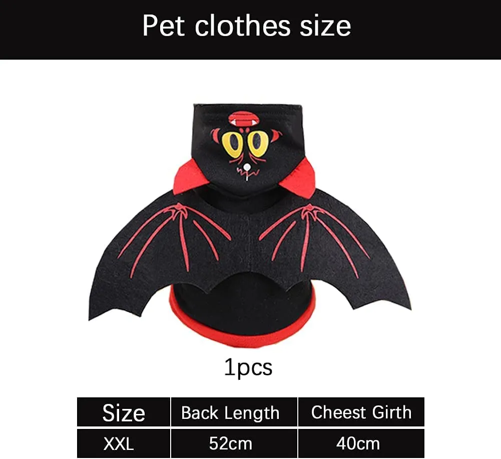 Cane Costume di Halloween,costumi per animali domestici con pipistrello di halloween Felpa,per cani di taglia piccola e media Cu
