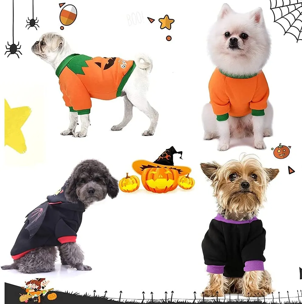 Cane Costume di Halloween,costumi per animali domestici con pipistrello di halloween Felpa,per cani di taglia piccola e media Cu