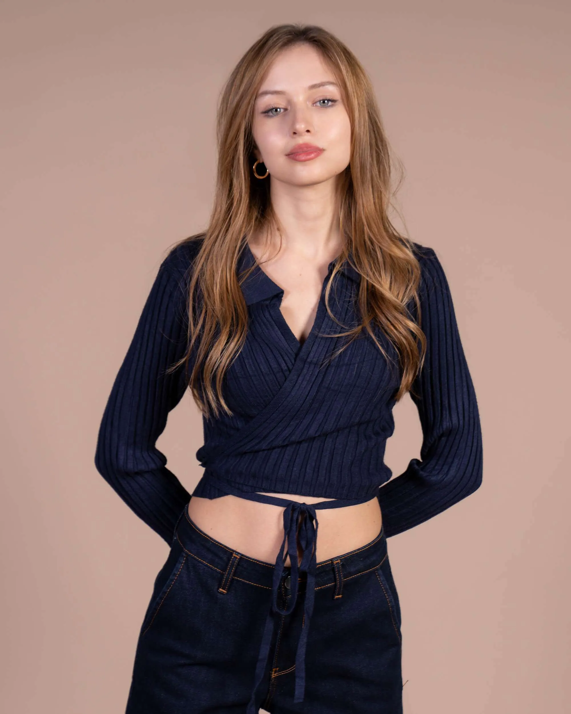 Cardigan a coste cropped