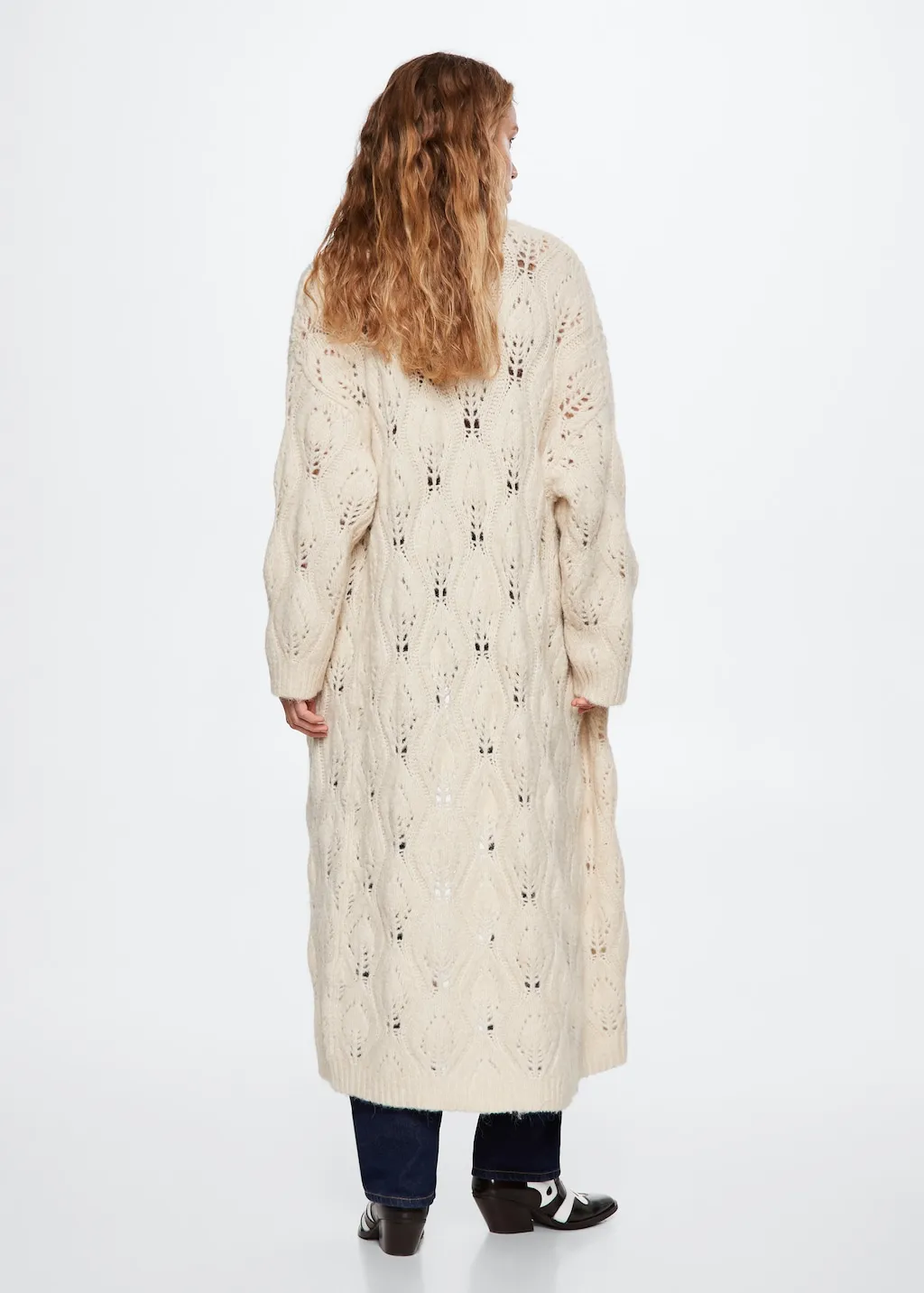 Cardigan lunghezza maglia traforata