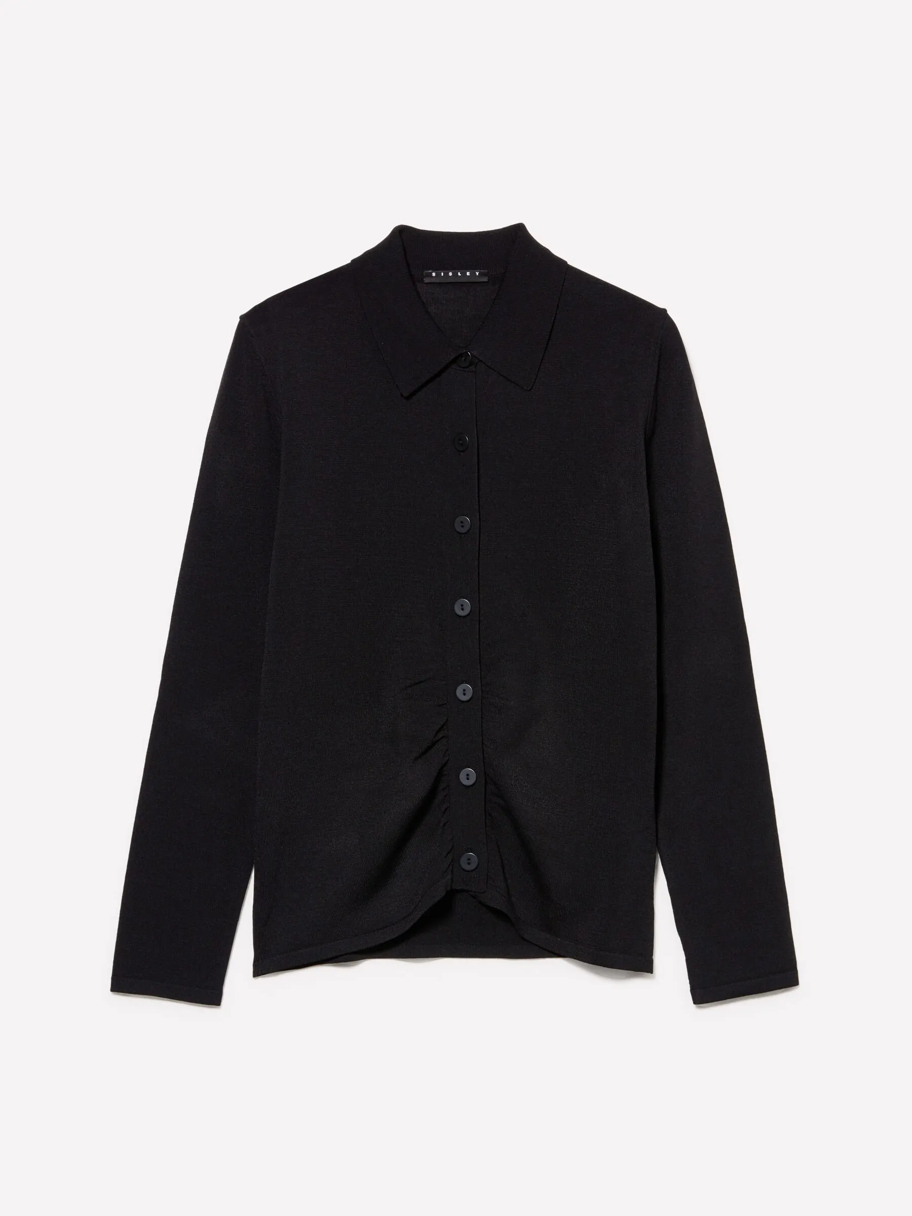 Cardigan nero con arriccio