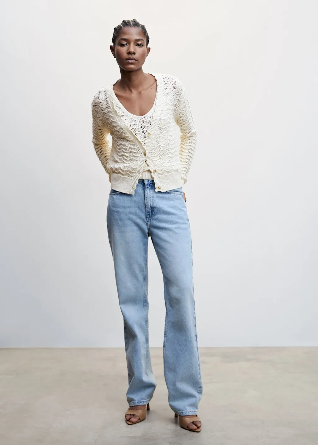 Cardigan traforato bordi ondulati