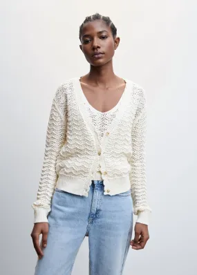 Cardigan traforato bordi ondulati