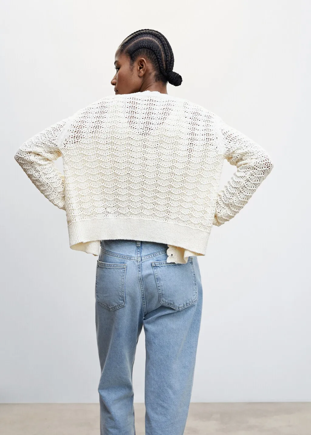 Cardigan traforato bordi ondulati
