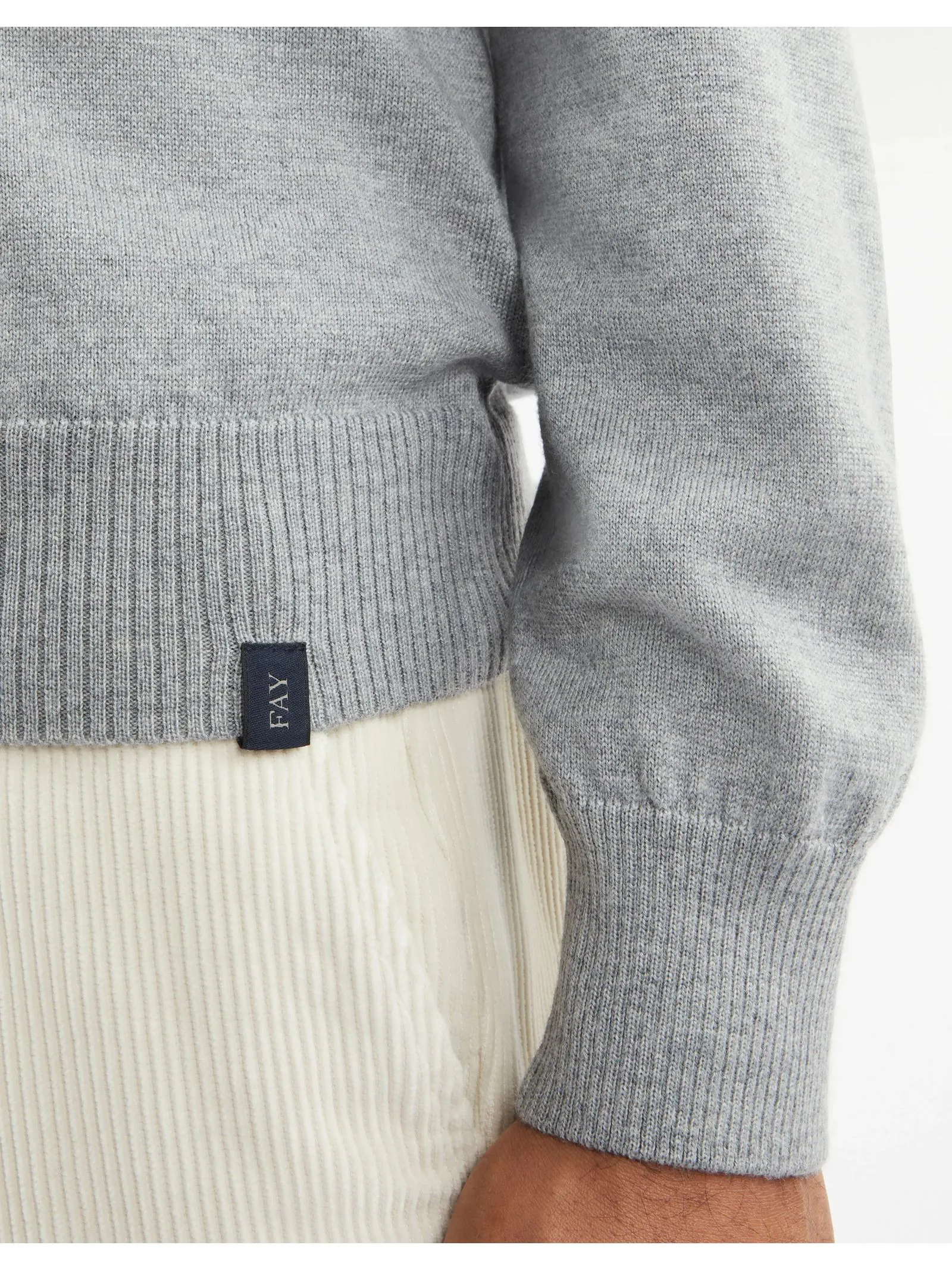 FAY Abbigliamento,Maglieria Dolcevita in maglia di lana rasata grigia 