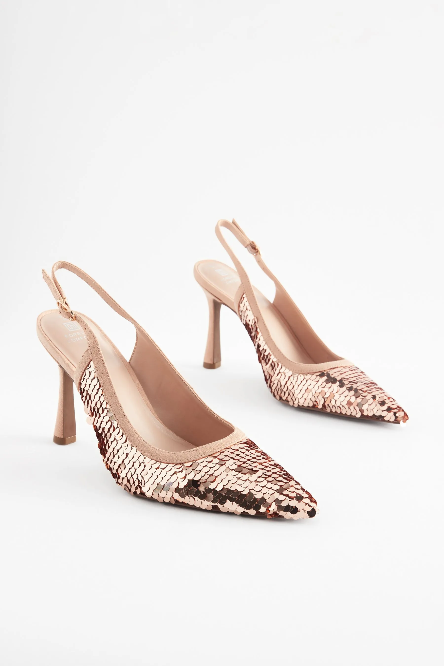 Forever Comfort® - Paillettes - Scarpe a punta con tacco e cinturino posteriore