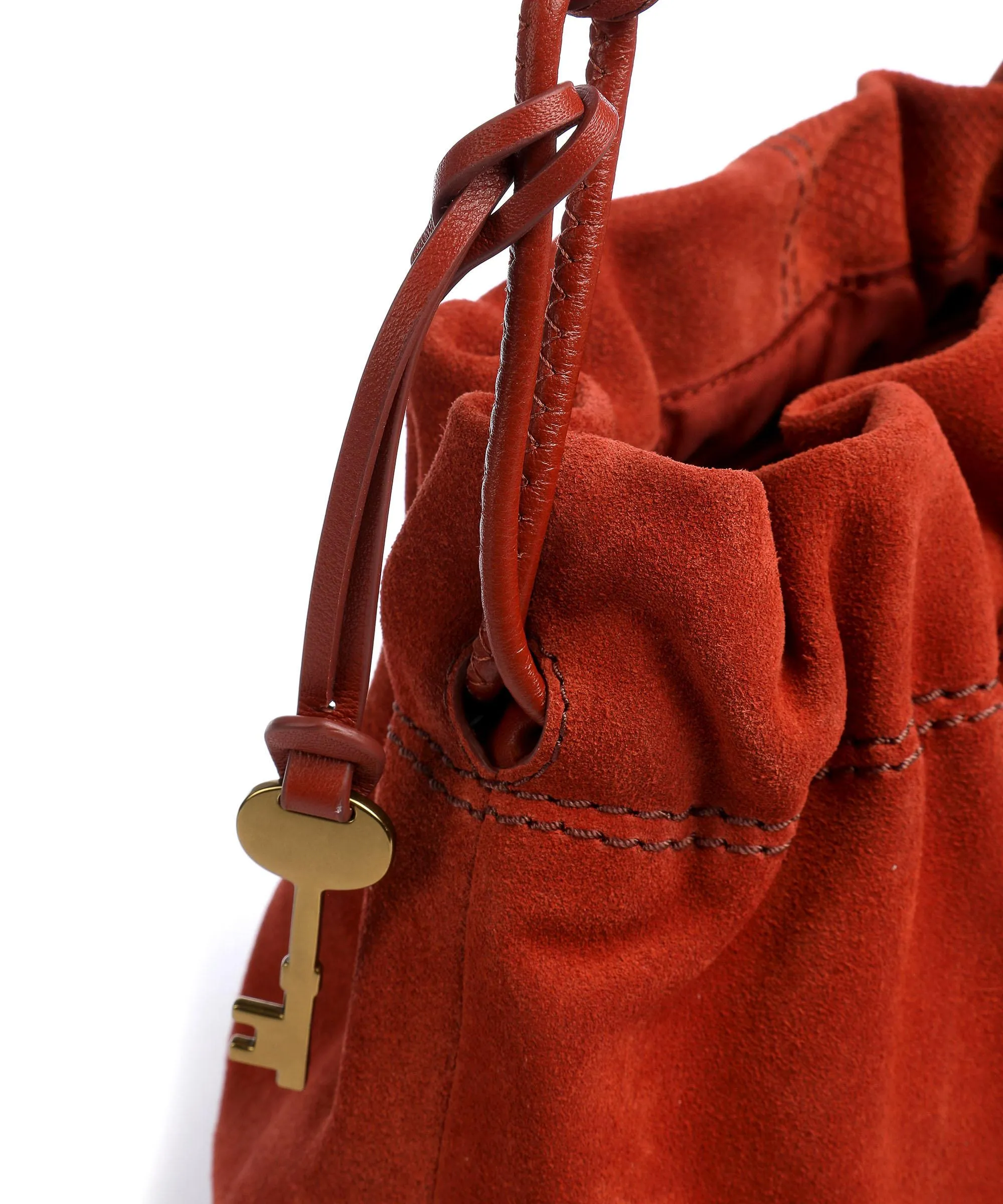  Fossil Gigi Borsa a secchiello pelle sintetica, pelle bovina, pelle bovina ruvida marrone rosso  