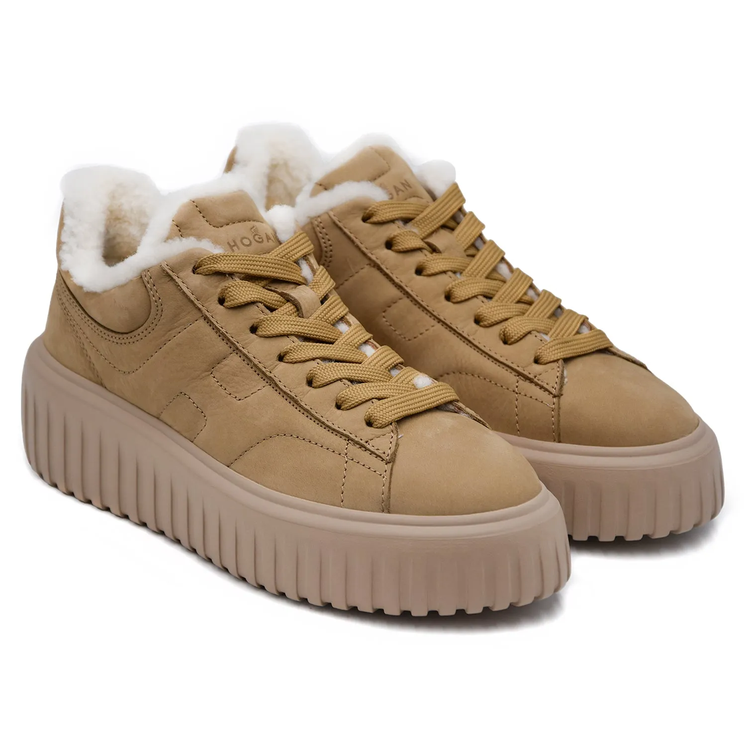 Hogan Sneakers Donna H-Stripes Biscotto Versione Caldo Montone