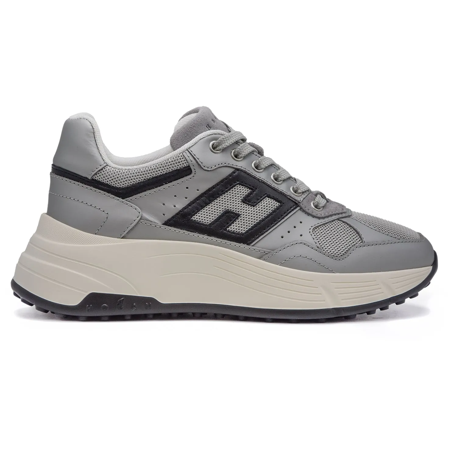 Hogan Sneakers Hi-Fi Argento Maxi H Sulla Banda Laterale Donna