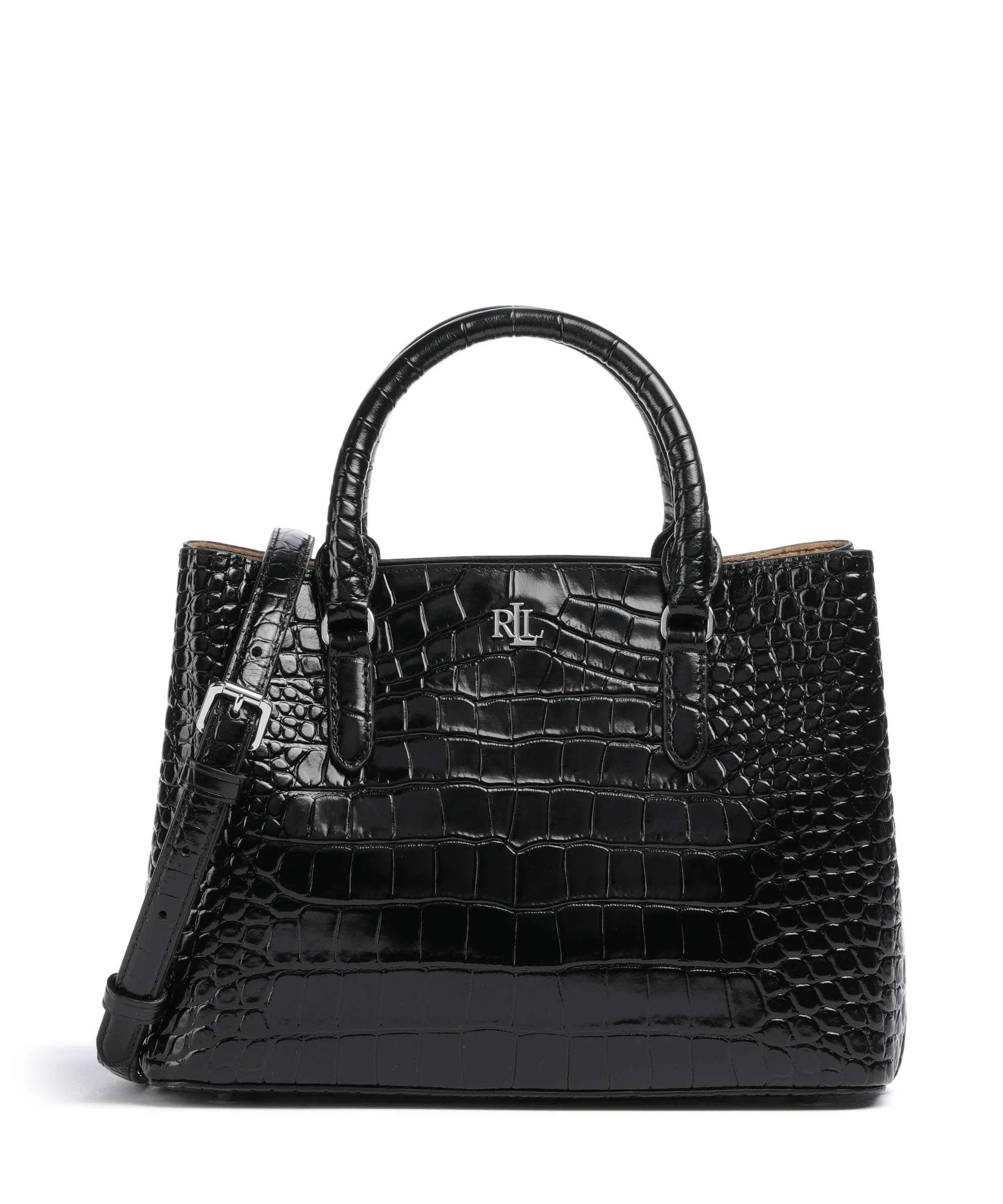  Lauren Ralph Lauren Marcy 26 Borsa a mano pelle di vacchetta goffrata nero  
