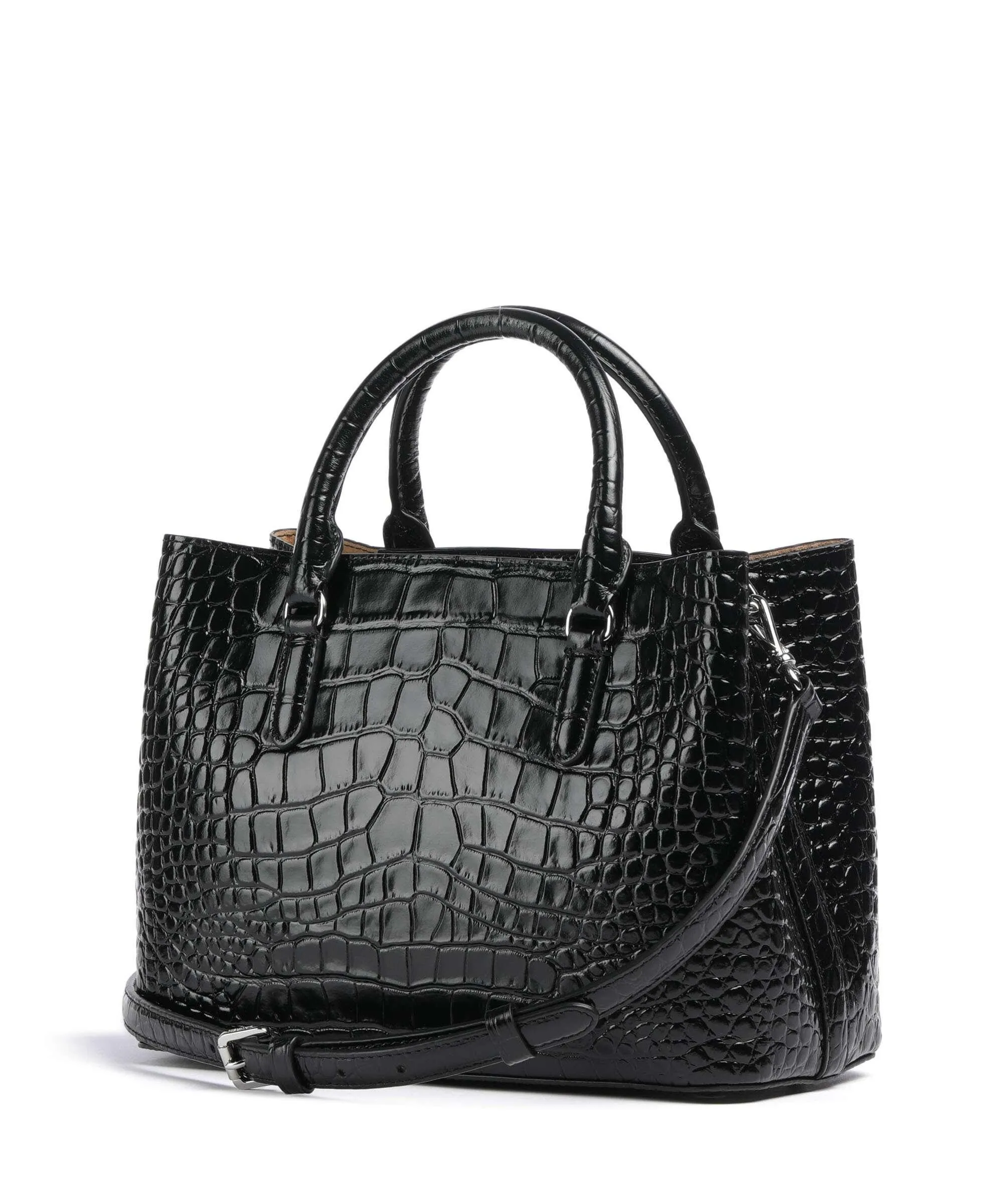 Lauren Ralph Lauren Marcy 26 Borsa a mano pelle di vacchetta goffrata nero  