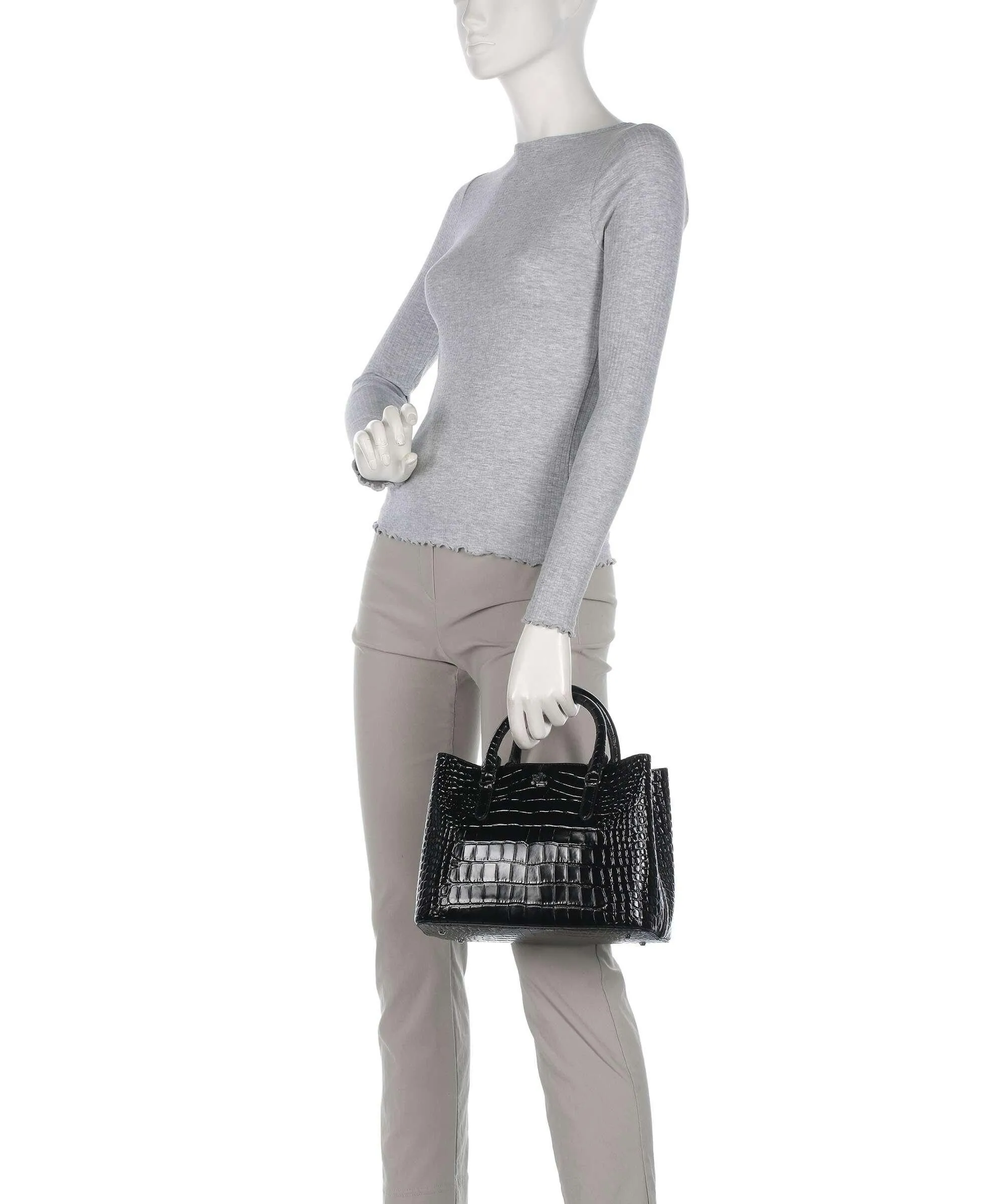  Lauren Ralph Lauren Marcy 26 Borsa a mano pelle di vacchetta goffrata nero  