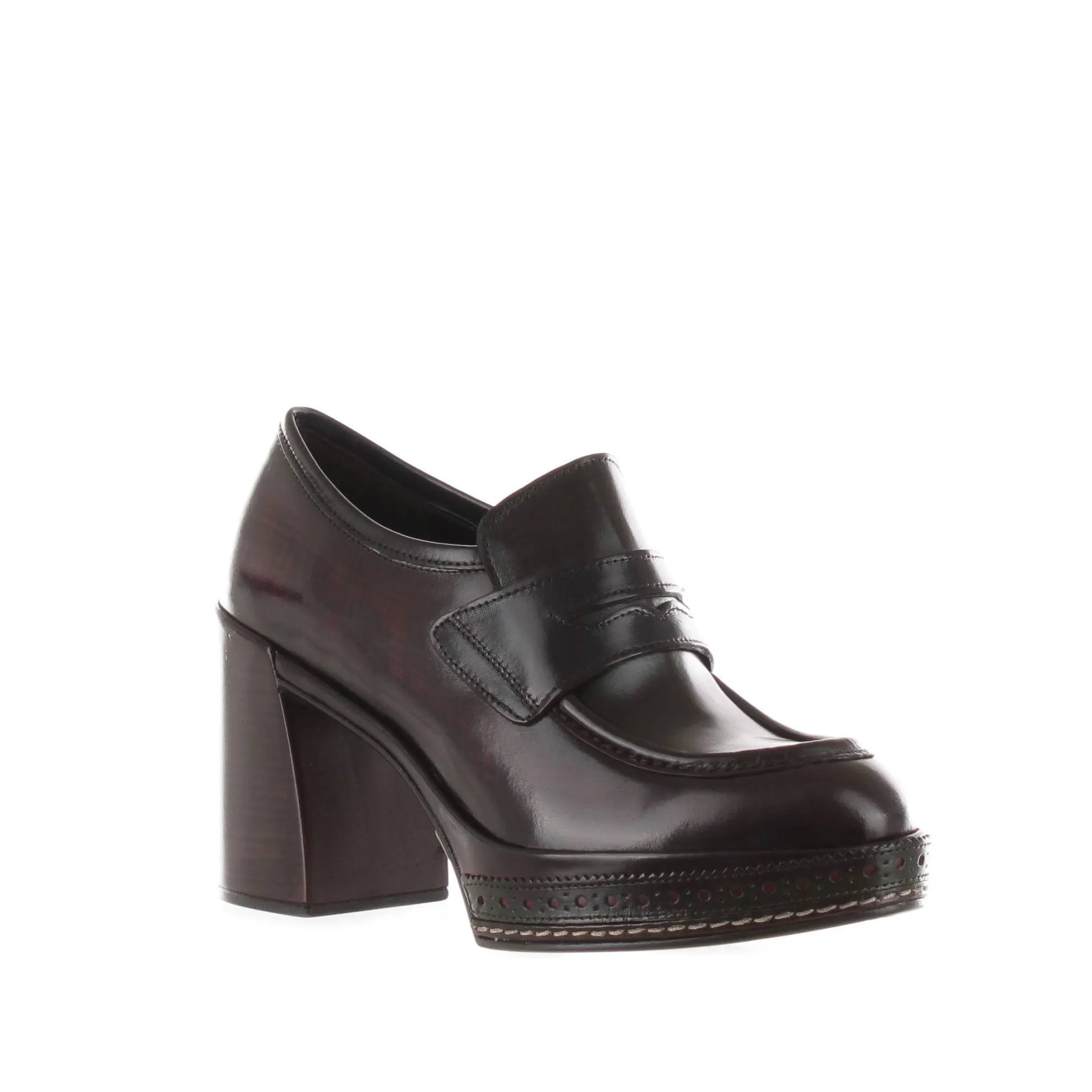 Mocassino amelia in pelle con tacco