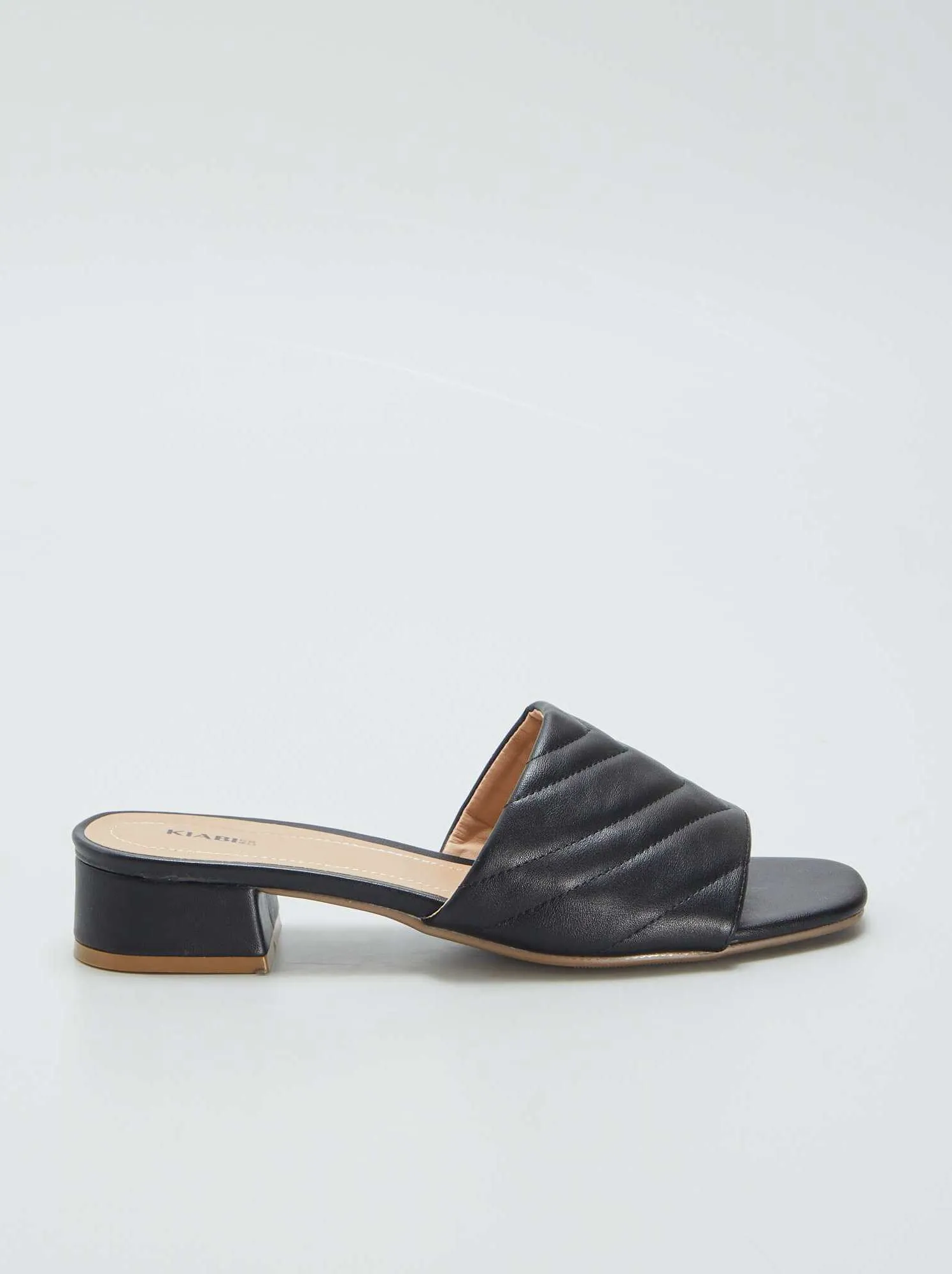 Mules con tacco e cinturino trapuntato - NERO