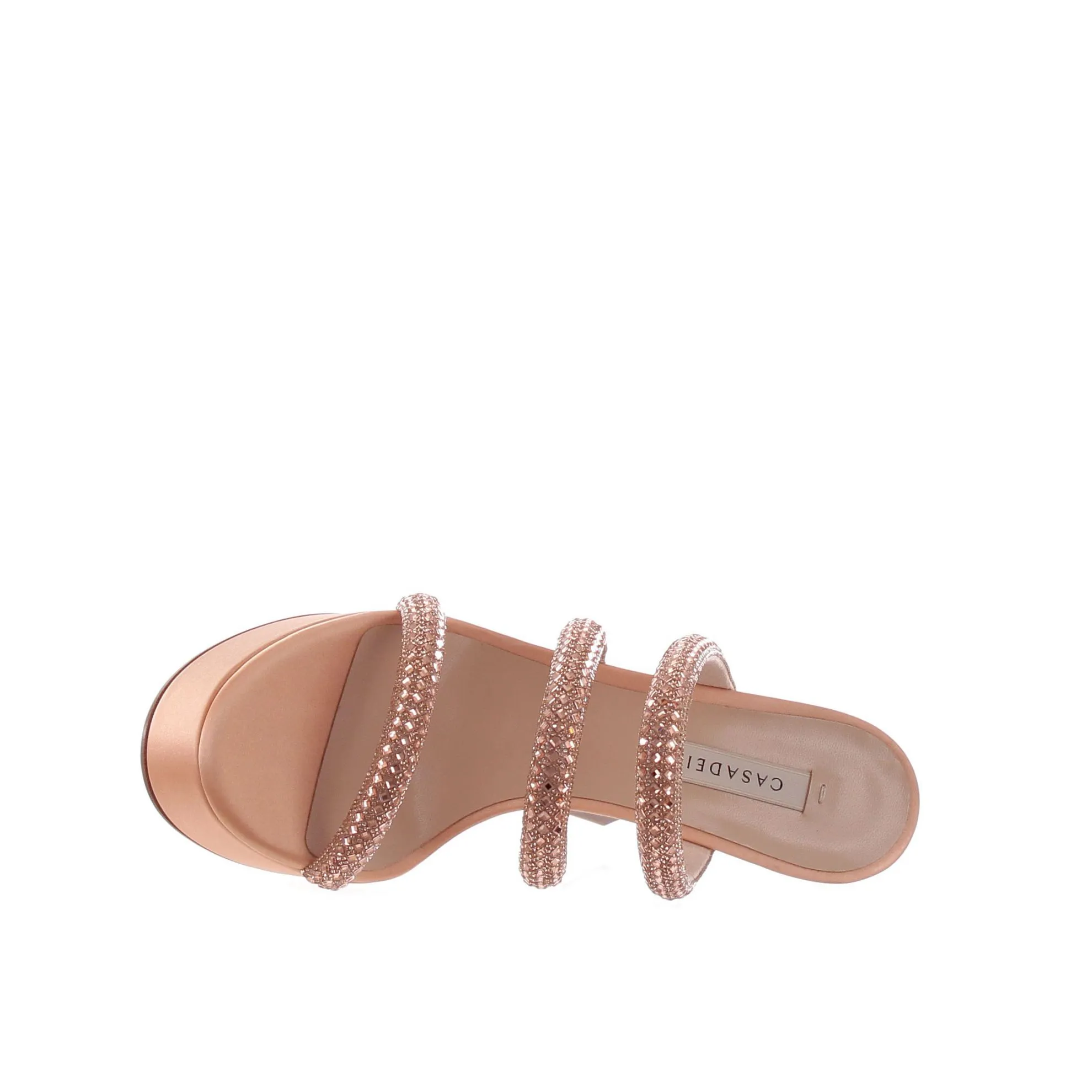 Mules platform stratosphere in satin con cristalli